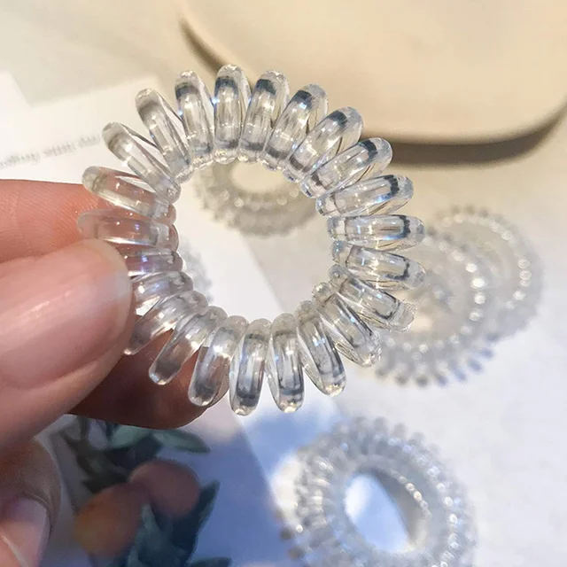 Transparent Spiral Coil Hair Ties – No Damage & Strong Hold