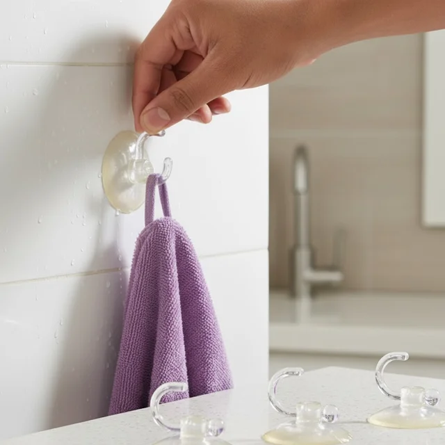 Transparent Suction Hooks – Strong Hold, Drill-Free Storage | GlimmerHome