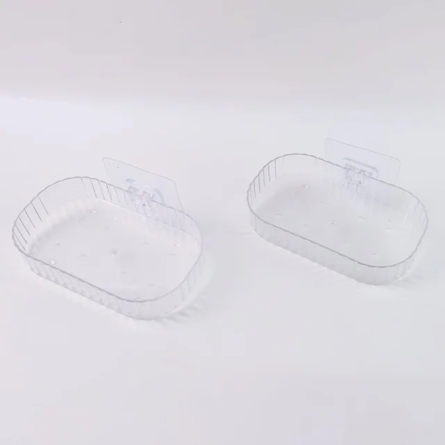 Transparent Wall Mounted Soap Dish Holder – Self Adhesive 2 Pc