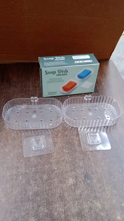 Transparent Wall Mounted Soap Dish Holder – Self Adhesive 2 Pc