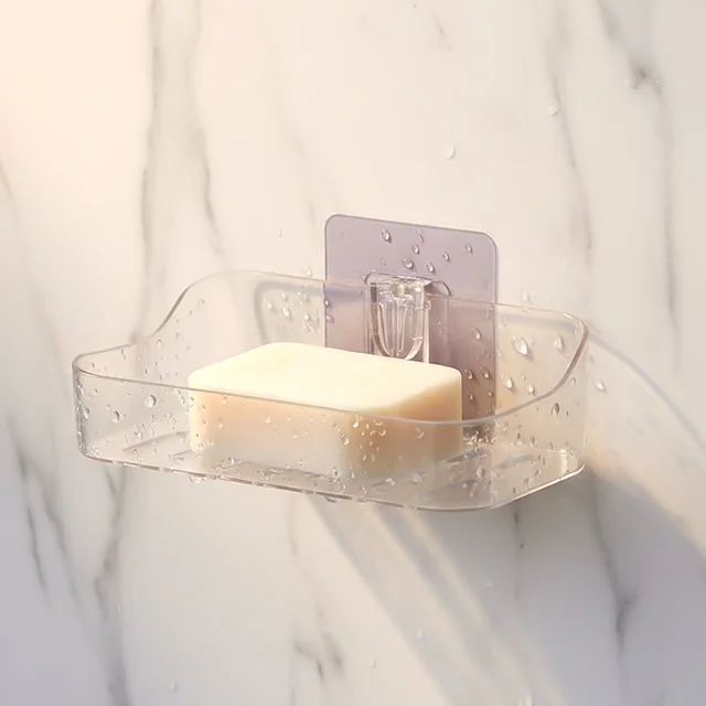 Transparent Wall-Mounted Soap Dish Set – Space-Saving & Drainage