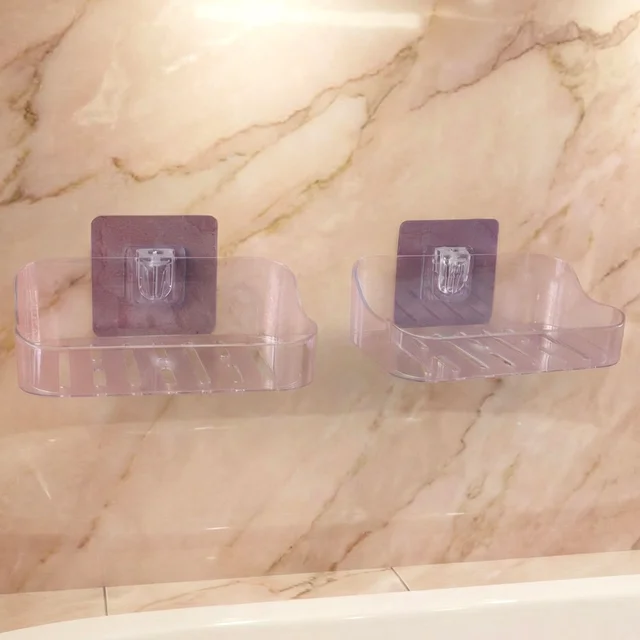 Transparent Wall-Mounted Soap Dish Set – Space-Saving & Drainage