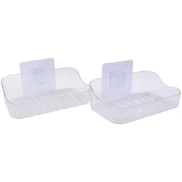 Transparent Wall-Mounted Soap Dish Set – Space-Saving & Drainage