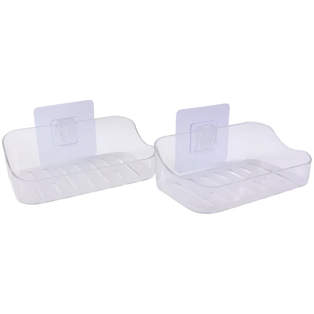Transparent Wall-Mounted Soap Dish Set – Space-Saving & Drainage