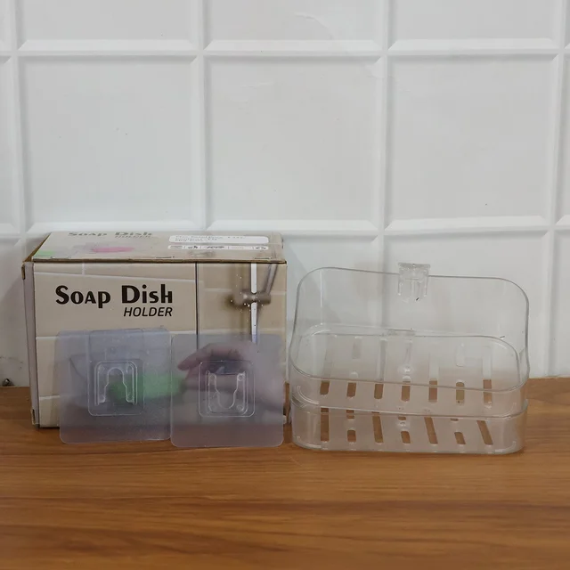 Transparent Wall-Mounted Soap Dish Set – Space-Saving & Drainage