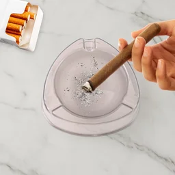Transparent White Ashtray – Modern Triangular Cigarette Holder