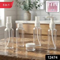 Travel Cosmetic Bottle Set – 5-in-1 Refillable Toiletry Containers