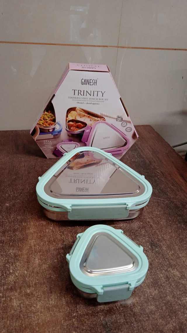 Triangle Stainless Steel Lunch Box Set – Compact Leakproof 2-Piece Tiffin