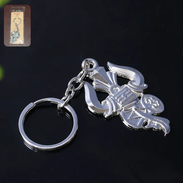 Trishul Damru Keychain – Durable Silver Metal Spiritual Accessory