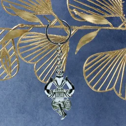 Trishul Damru Keychain – Durable Silver Metal Spiritual Accessory