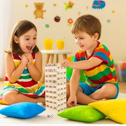 Tumbling Tower Wooden Blocks – 54-Piece Numbered Game Set