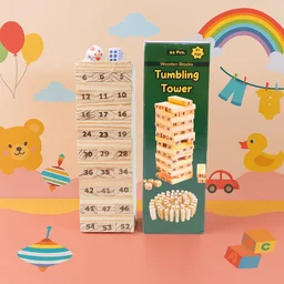 Tumbling Tower Wooden Blocks – 54-Piece Numbered Game Set