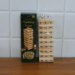 Tumbling Tower Wooden Blocks – 54-Piece Numbered Game Set
