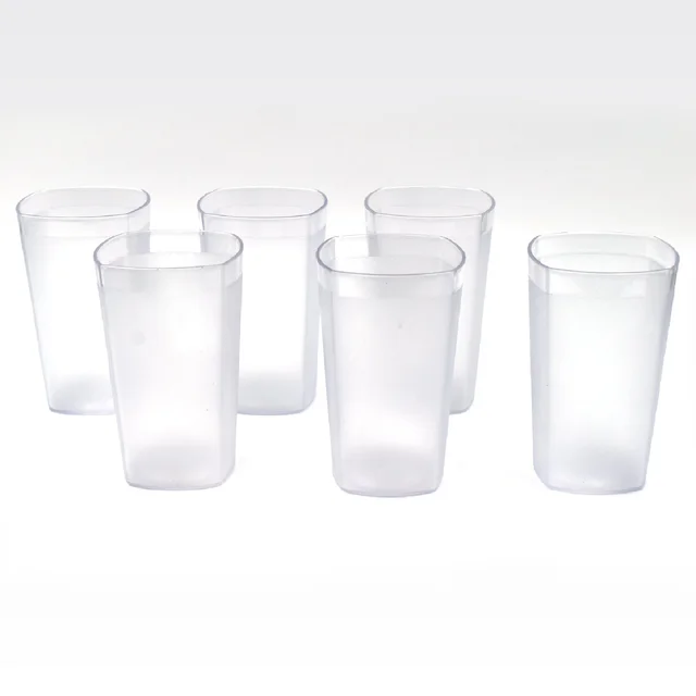 Unbreakable Plastic Drinking Glasses – 350ml Set of 6 | Ganesh