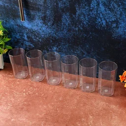 Unbreakable Plastic Drinking Glasses – Set of 6 Clear Tumblers 300ml