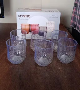 Unbreakable Plastic Glasses Set – Transparent, 250ml (Set of 6) | Indo Glow