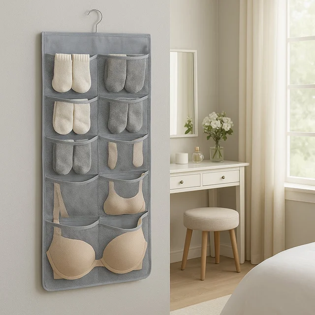 Under Garment Organizer – Foldable Multi-Pocket Hanging Storage Bag