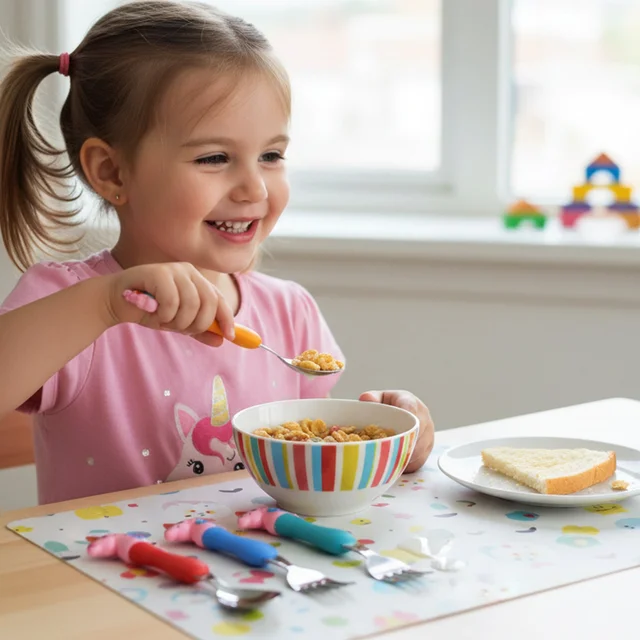 Unicorn Kids Spoon and Fork Set – Cute & Safe for Little Eaters
