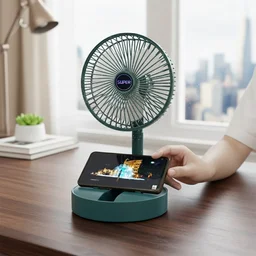 USB Folding Fan – Portable Desk Fan with Adjustable Speed & Phone Holder