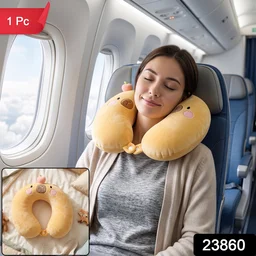 U-Shaped Travel Neck Pillow, Cute Capybara Soft Plush Pillow for Kids (1 Pc)