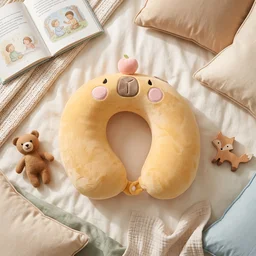 U-Shaped Travel Neck Pillow, Cute Capybara Soft Plush Pillow for Kids (1 Pc)