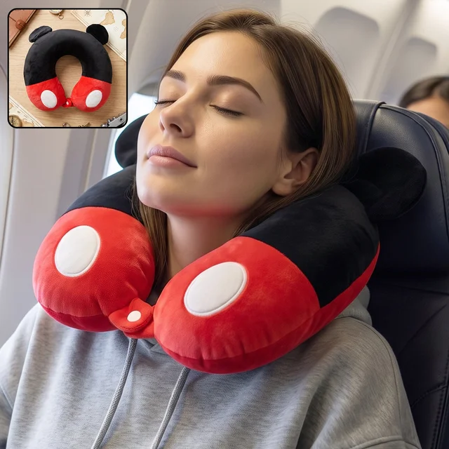 U-Shaped Travel Neck Pillow, Cute Character Soft Plush Pillow with Ears (1 Pc)