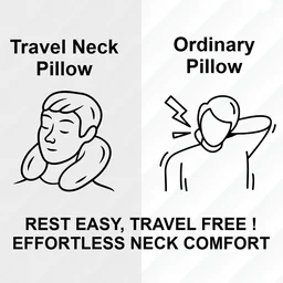 U-Shaped Travel Neck Pillow, Soft Comfortable Support Pillow with Snap Button (1 Pc)