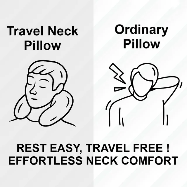 U-Shaped Travel Neck Pillow, Soft Comfortable Support Pillow with Snap Button (1 Pc)