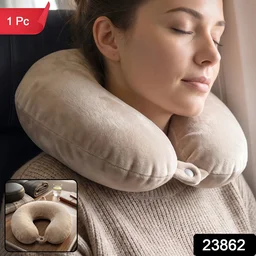 U-Shaped Travel Neck Pillow, Soft Velvet Support Pillow for Travel (1 Pc)