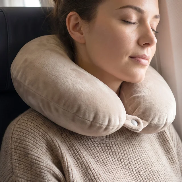 U-Shaped Travel Neck Pillow, Soft Velvet Support Pillow for Travel (1 Pc)