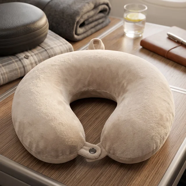 U-Shaped Travel Neck Pillow, Soft Velvet Support Pillow for Travel (1 Pc)