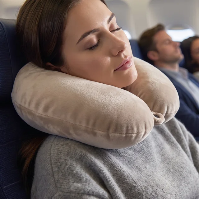 U-Shaped Travel Neck Pillow, Soft Velvet Support Pillow for Travel (1 Pc)