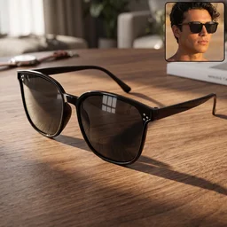 UV Protection Sunglasses – Classic Black Frame for Men & Women