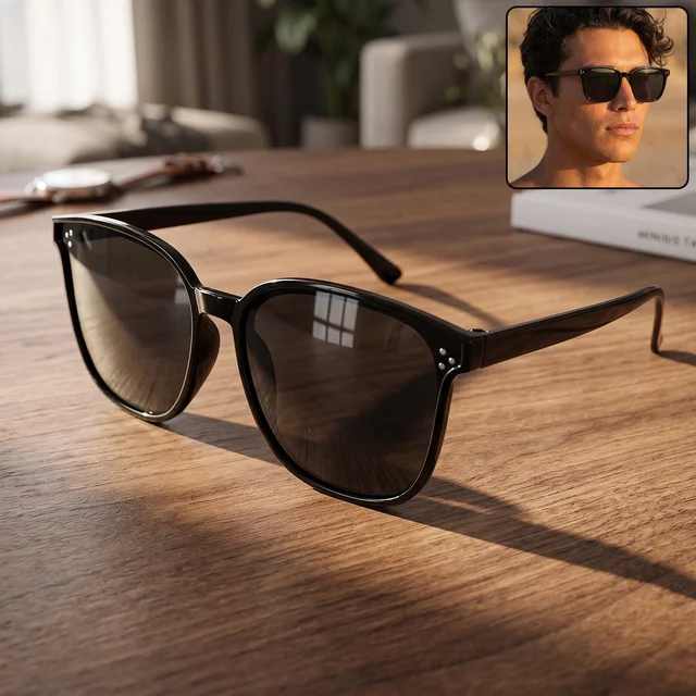 UV Protection Sunglasses – Classic Black Frame for Men & Women