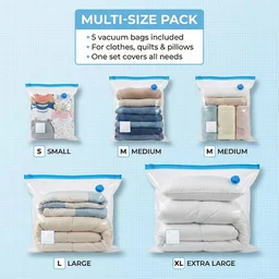 Vacuum Storage Bags with Suction Pump – Space-Saving 5 Pcs Set