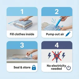 Vacuum Storage Bags with Suction Pump – Space-Saving 5 Pcs Set