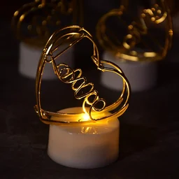 Valentine Gift Box – Heart Light, Chocolates & Golden Flower | Giftoiza