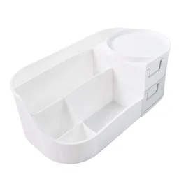 Vanity Organizer with Rotating Tray & Drawers for Easy Storage