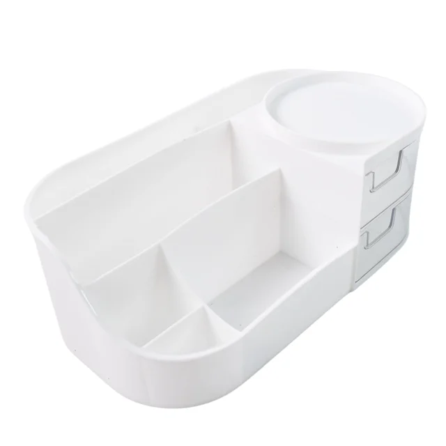 Vanity Organizer with Rotating Tray & Drawers for Easy Storage