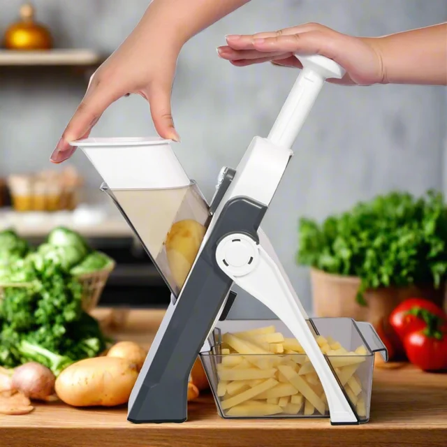 Vegetable Chopper – Adjustable Hand Press Slicer | XcelCraft