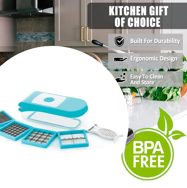Vegetable Dicer 7-in-1 – Blue Plastic & Steel Blades | Ganesh