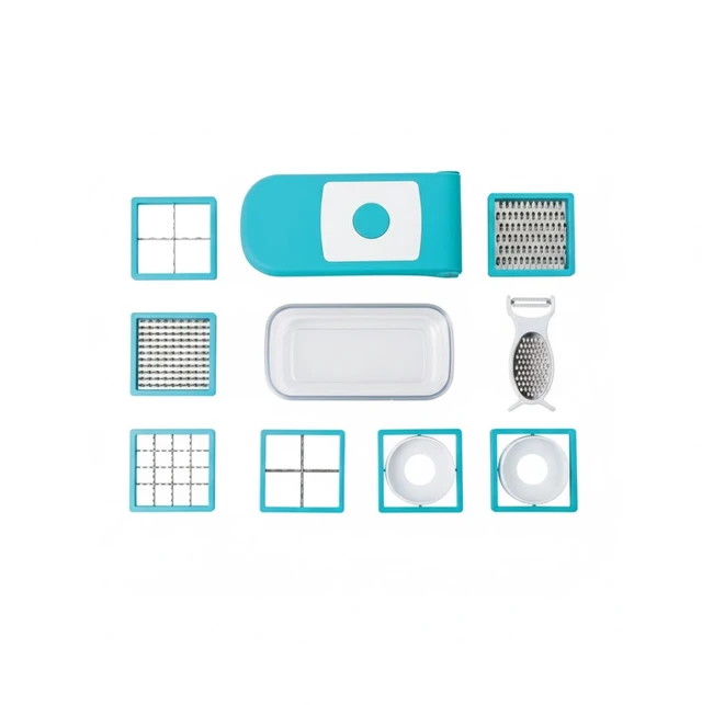 Vegetable Dicer 7-in-1 – Blue Plastic & Steel Blades | Ganesh