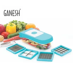 Vegetable Dicer 7-in-1 – Blue Plastic & Steel Blades | Ganesh