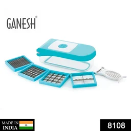 Vegetable Dicer 7-in-1 – Blue Plastic & Steel Blades | Ganesh