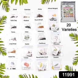 Vegetable & Flower Seeds Combo – 20 Varieties for Home Garden