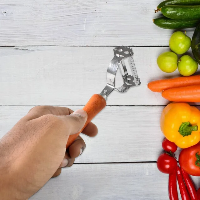 Vegetable Peeler with Wooden Handle – Sharp Steel Blade