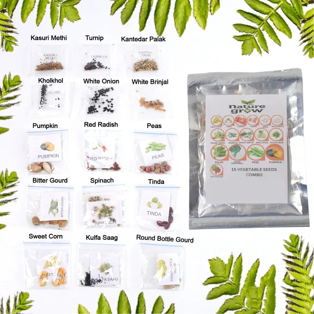 Vegetable Seeds Combo – 15 Varieties for Home Gardening