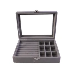 Velvet Jewellery Organizer Box – Transparent Lid & Multi-Compartment Storage