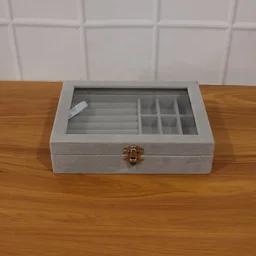 Velvet Jewellery Organizer Box – Transparent Lid & Multi-Compartment Storage