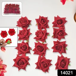 Velvet Rose Hair Clip – Red Flower Design (12 Pcs) | Calm & Curl